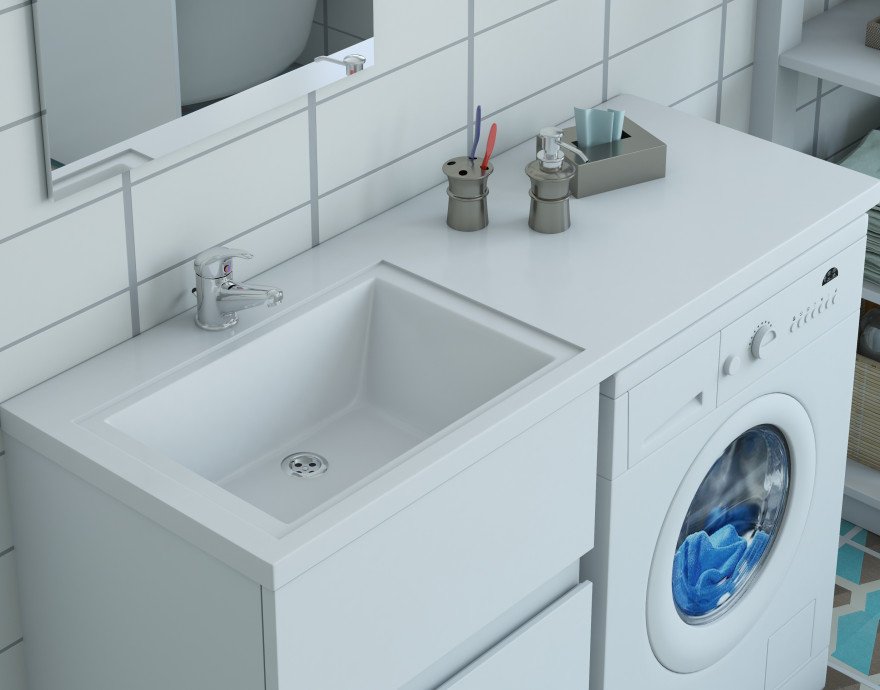 Фото раковина над стиральной машинкой в ванной дизайн