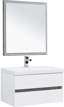 Мебель для ванной Aquanet Беркли 80 белый/дуб рошелье (зеркало дуб рошелье) 00258969