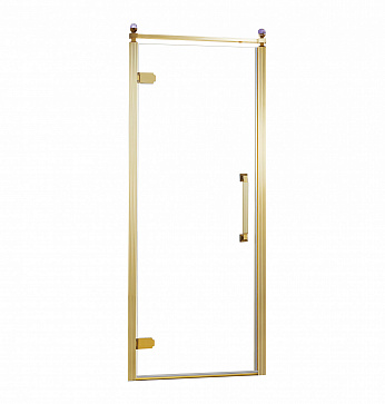 Распашная дверь Azario CALGARY 900х2000 профиль золото, стекло прозрачное 8 мм. с покрытием Easy clean