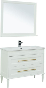 Мебель для ванной Aquanet Бостон М 100 белый (ручки золото) (лит. мрамор) 00281192