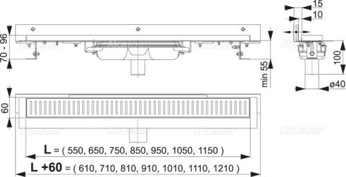 Душевой лоток AlcaPlast APZ1104-650 Flexible Low Водоотводящий желоб