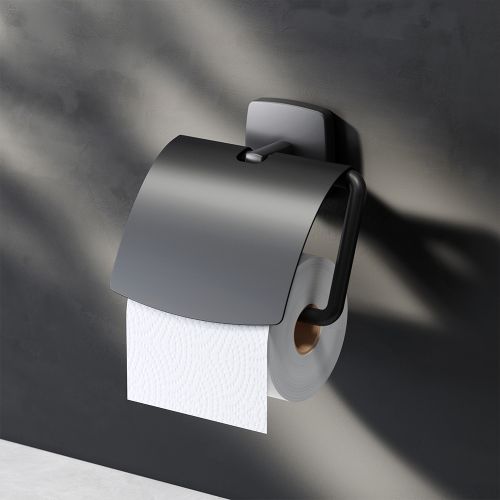 A90341422 Gem, Держатель для туалетной бумаги с крышкой, черный