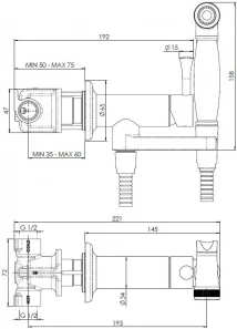 Комплект для гигиенического душа встроенный (смеситель+лейка+шланг) Nobili AV00610CR
