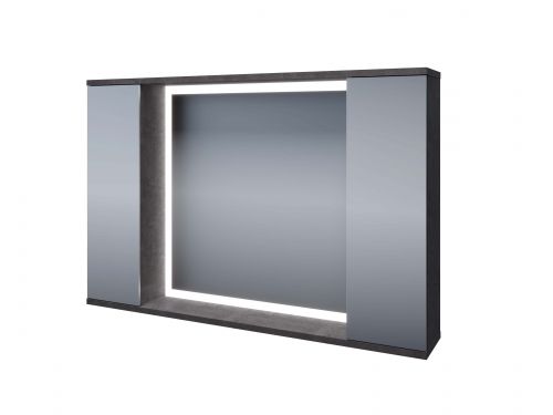 Зеркало-шкаф LED "Дэрри 100", бетон / цемент, 2 части