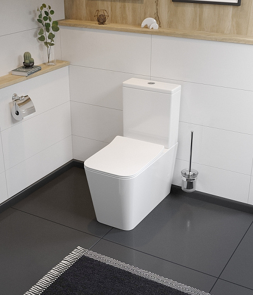 Унитаз-чаша "Koller Pool" KVADRO Rimless, сиденье дюропласт: SoftClose, Take Off, антибактериальное покрытие, система «Антивсплеск»