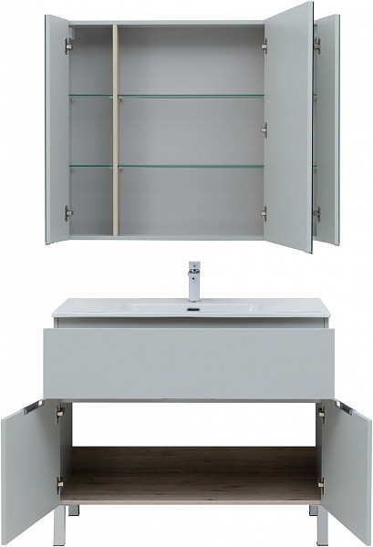 Мебель для ванной Aquanet Алвита New 100 1 ящик, 2 дверцы, серый 00273990