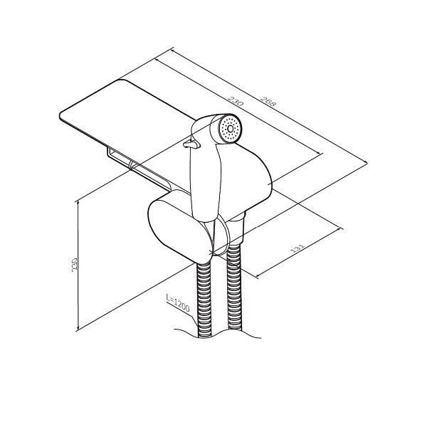 F0202622 Like, гигиенический набор со смесителем для душа с полкой, держателем туалетной бумаги, гиг