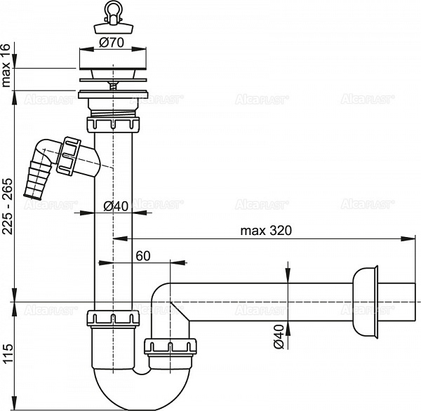 Сифон для мойки AlcaPlast A810-DN40