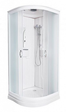 Душевая кабина Niagara NG-116-15 (900х900х2150) низкий поддон(15см) стенки АКРИЛ стекло матовое, бел профиль