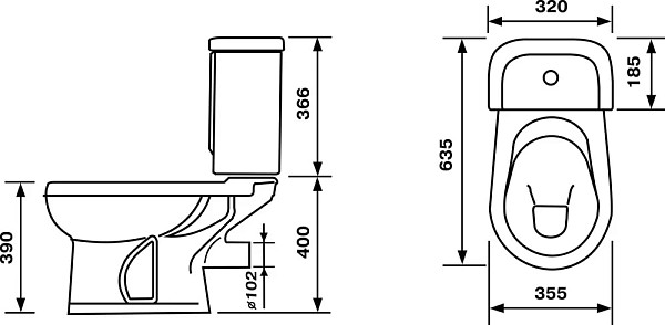 Унитаз-компакт Оскольская керамика Ирида Стандарт, с горизонтальным выпуском, синий