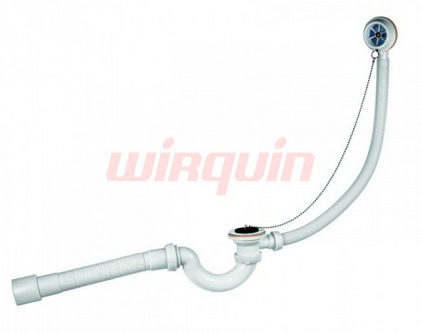 Слив-перелив Wirquin S-образный с гофротрубой на 40x40/50, выпуск пластик