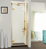 Распашная дверь Azario CALGARY 900х2000 профиль золото, стекло прозрачное 8 мм. с покрытием Easy clean