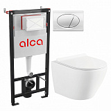 Система инсталляций Circulo:инсталяция, кнопка хром, унитаз подвесной безободковый, сиденье дюропласт , микролифт , быстросьемное  Selena C001WG/M71