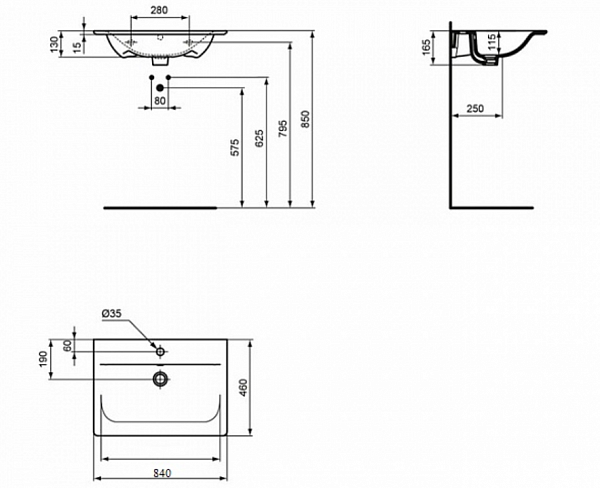 Раковина Ideal Standard Connect Air E028901 64 см