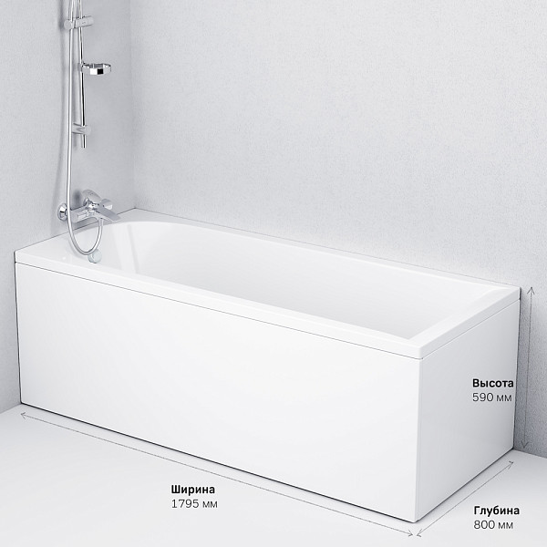 W72A-180-080W-A2 Ванна акриловая Spirit 180x80