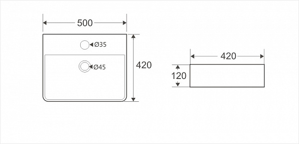 Умывальник накладной "Koller Pool" KVADRO 50