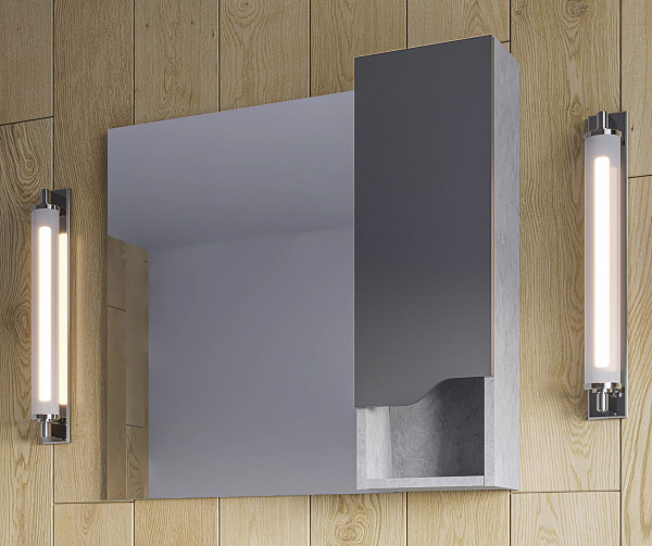 Зеркало-шкаф "Абигель 100", серый / цемент