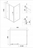 Душ.ограждение NG-62-9A-A80 (90*80*190) прямоугольник, дверь раздвижная, 2 места