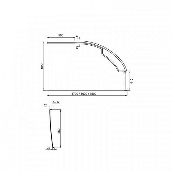 Передняя панель Ravak A для ванны Ravak Rosa II L 150 CZK1200A00