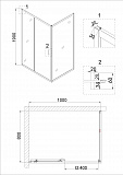 Душ.ограждение NG-62-10A-A80 (100*80*190) прямоугольник, дверь раздвижная, 2 места