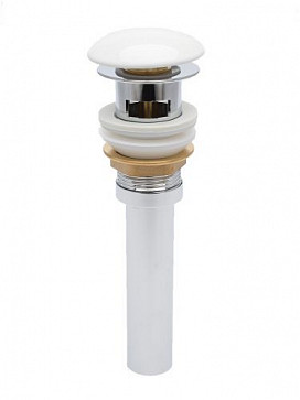 AQM7002-1W Донный клапан AQUAme с переливом, керамическая накладка, цвет белый