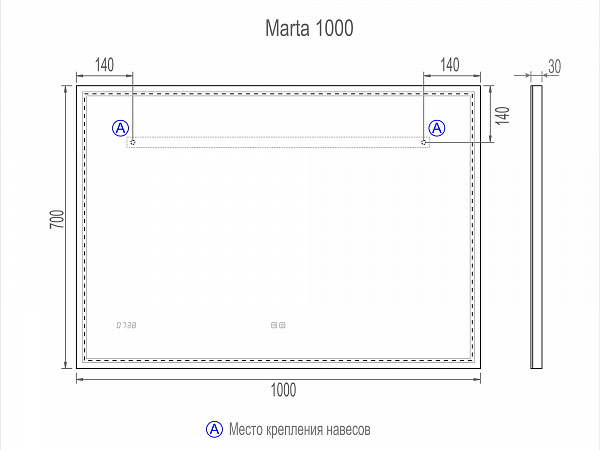 Зеркало VIGO Marta Classic 100 см Marta Classic 1000