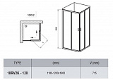 Дверь для душевого уголка Ravak 10° 10RV2K-120 блестящий 1ZJG0C00Z1