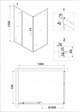 Душ.ограждение NG-82-10AB-A70B (100*70*190) прямоугольник, дверь раздвижная, 2 места