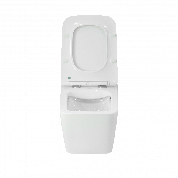 Унитаз подвесной Quadra, белый, горизонтальный выпуск, безободковый, в комплекте с  быстросьемным сиденьем микролифт  дюропласт Selena Q001WG