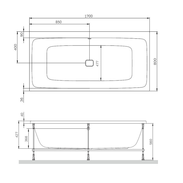 W84A-170-080W-A Func Ванна акриловая 170х80