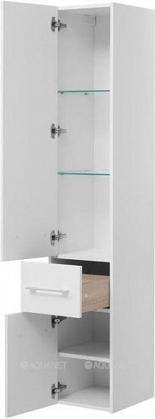 Шкаф-пенал для ванной Aquanet Августа 35 L белый (ручки хром) 00274026