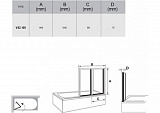 Шторка для ванны Ravak VS2 105 сатин+транспарент 796M0U00Z1