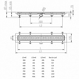 Водоотводящий пластиковый желоб AZARIO D40 (боковой слив) c рамкой из нерж.стали, с решеткой Klasik 850 мм (AZ-CH 850 KN)