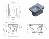 PLAZA Унитаз подвесной в комплекте с тонким сиденьем микролифт, ДЮРОПЛАСТ, 352х524х345 мм
