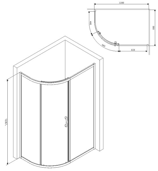 W83G-302U120CG Like Solo Slide 120 Душ. ограждение Like 120x80, стекло тонированное, проф хром глянц