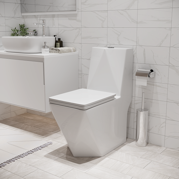 Унитаз Cristal GR-4491 Cristal (680*370*835) напольный с толстой крышкой, 1 место