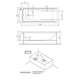 W90A-150-070W-A1 Gem, ванна акриловая A1 150x70см