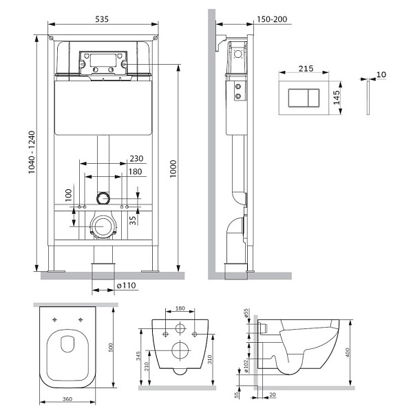 IS70238.901701 Инсталляция с клав ProC S мат черн с подвес унит Gem FlashClean с сид м/лифт