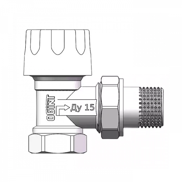 Клапан термостатический Ду 15 Ру10 угловой ВР гайка М30х1,5 с преднастройкой Ogint