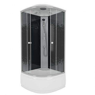 Душ.каб. NG-7509-14BLACK (1000х1000х2150) высокий поддон(40см) стекло МОЗАИКА 4 места
