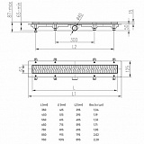 Водоотводящий пластиковый желоб AZARIO D40 (боковой слив) с решеткой Harmony 650 мм