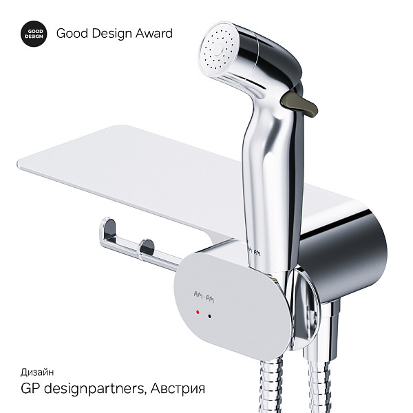 F0202600 Like, гигиенический набор со смесителем для душа с полкой, хром, шт.