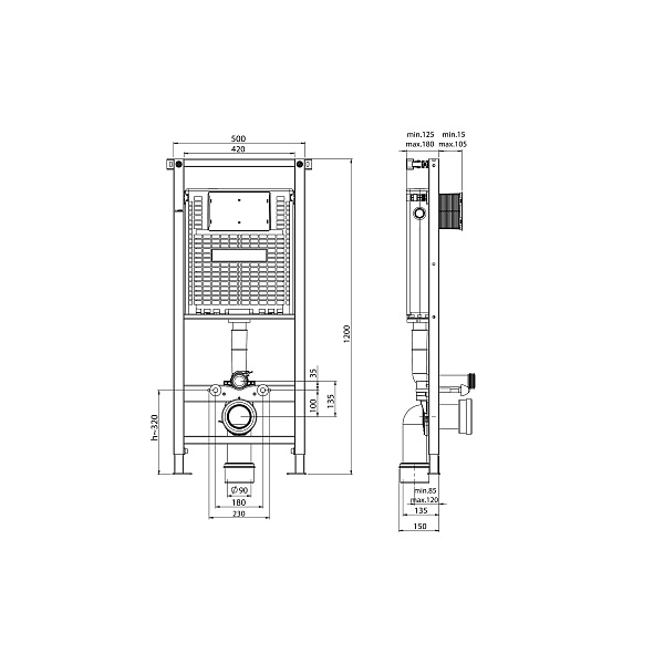 Инсталляция Alcora ST 1200 с клавишей TWIN White