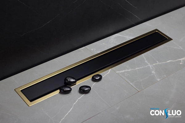 Душевой лоток Pestan Confluo Premium Line 550 Black Glass Gold