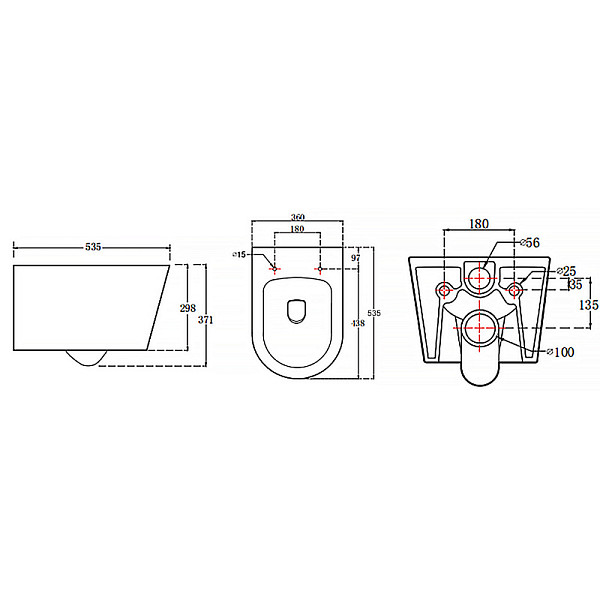 Унитаз подвесной Azario Ollin 360х535х371 безободковый, слив "Торнадо", с быстросъемным сиденьем микролифт (AZ-0513R)