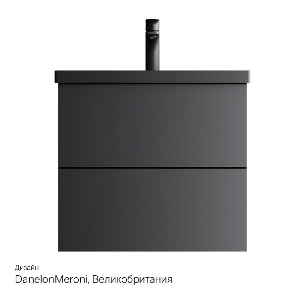 M90FHX06022BM GEM, База под раковину, подвесная, 60 см, 2 ящика push-to-open, цвет: черный матовый