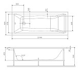 W93A-170-070W-R Gem  каркас для ванны 170х70 см