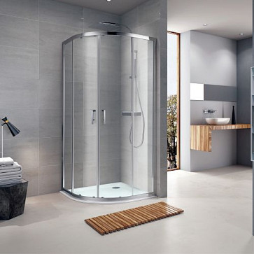 Душевое ограждение  "KOLLER POOL" ROUND R90RG 900x900x1900 не прозрачное Grape 6мм хром
