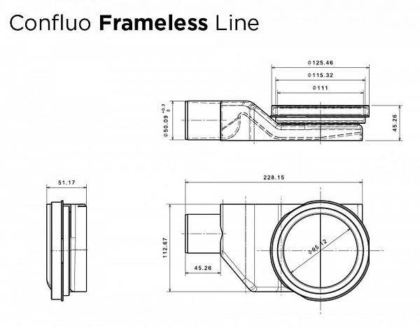 Душевой поддон под плитку Confluo Board UNI 900 со встроенный лотком Frameless Line Black Glass 550 Pestan