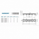 Водоотводящий пластиковый желоб AZARIO D40 (боковой слив) c рамкой из нерж.стали, с решеткой Harmony 850 мм (AZ-CH 850 HN)